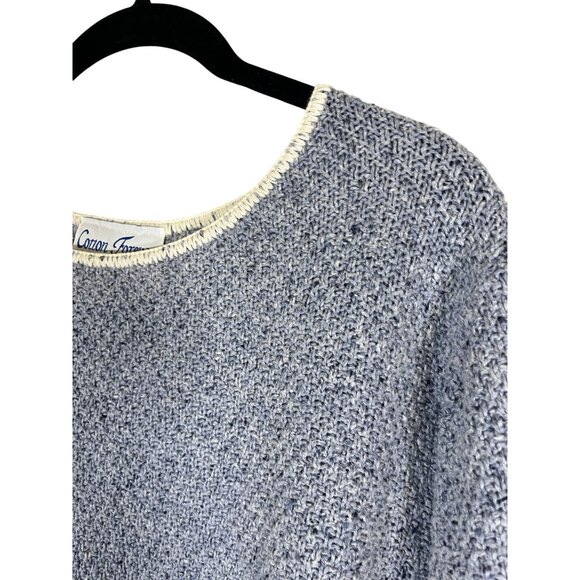 Retro Knit Sweater M Blue Coastal Nautical Preppy Old Money Neutral Classic Chic - Picture 5 of 9